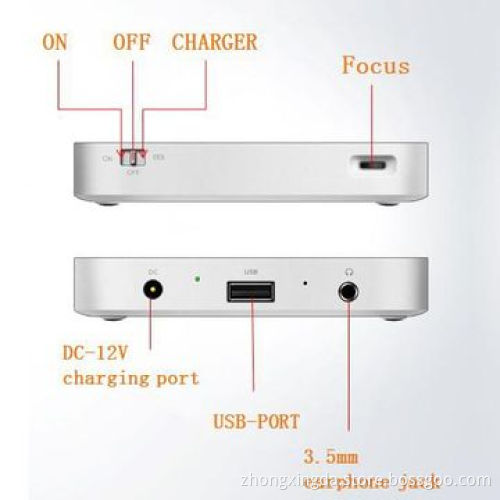 HDMI pocket DLP projector for home entertainment, with USB, touch control, 3.5mm earphones